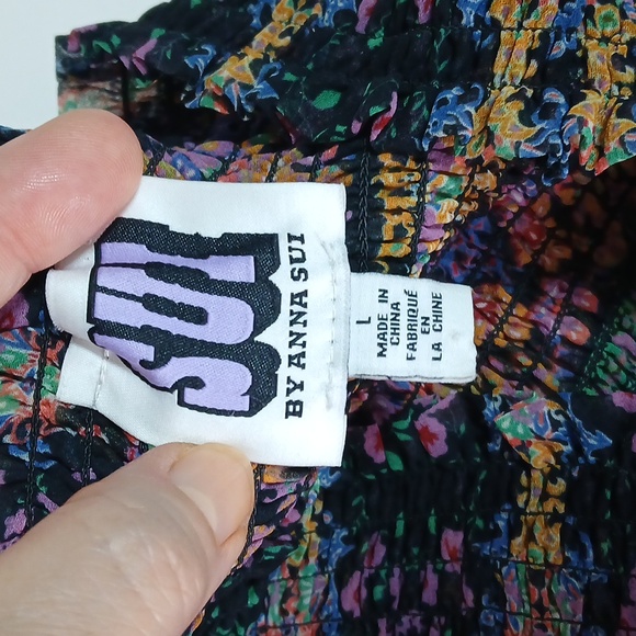 💜 Sui by Anna Sui Paisley Chiffon Lace Skirt – Shirred Waist, Size L - Picture 2 of 7